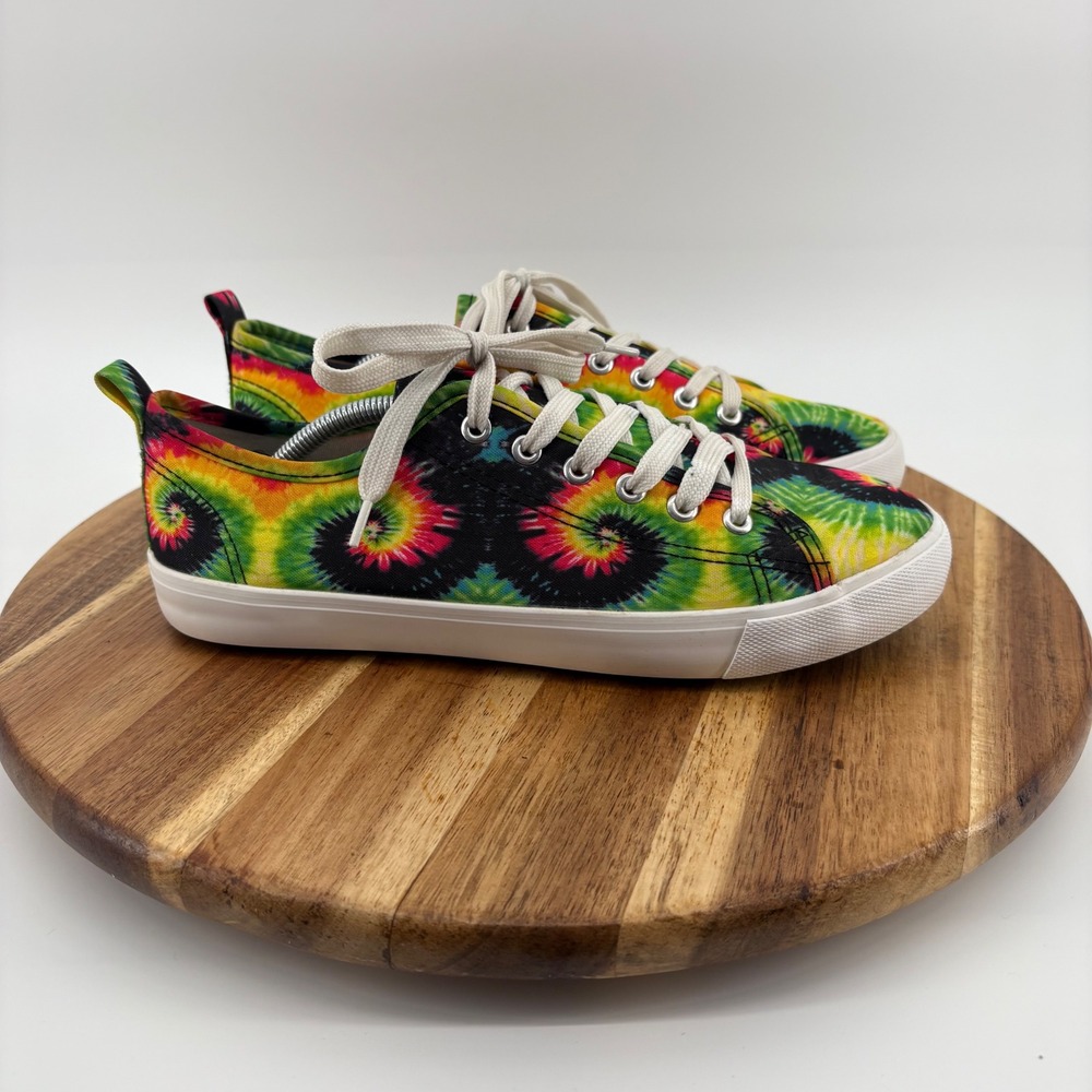 LOVE83 Tie Dye Canvas Sneakers Women's Size 10 Low Top‎ Shoes Psychedelic Retro